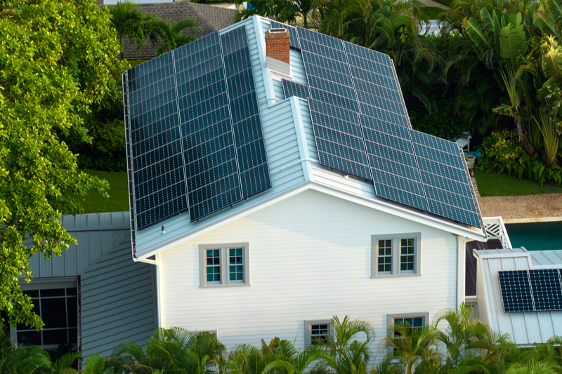 solar panels on roof